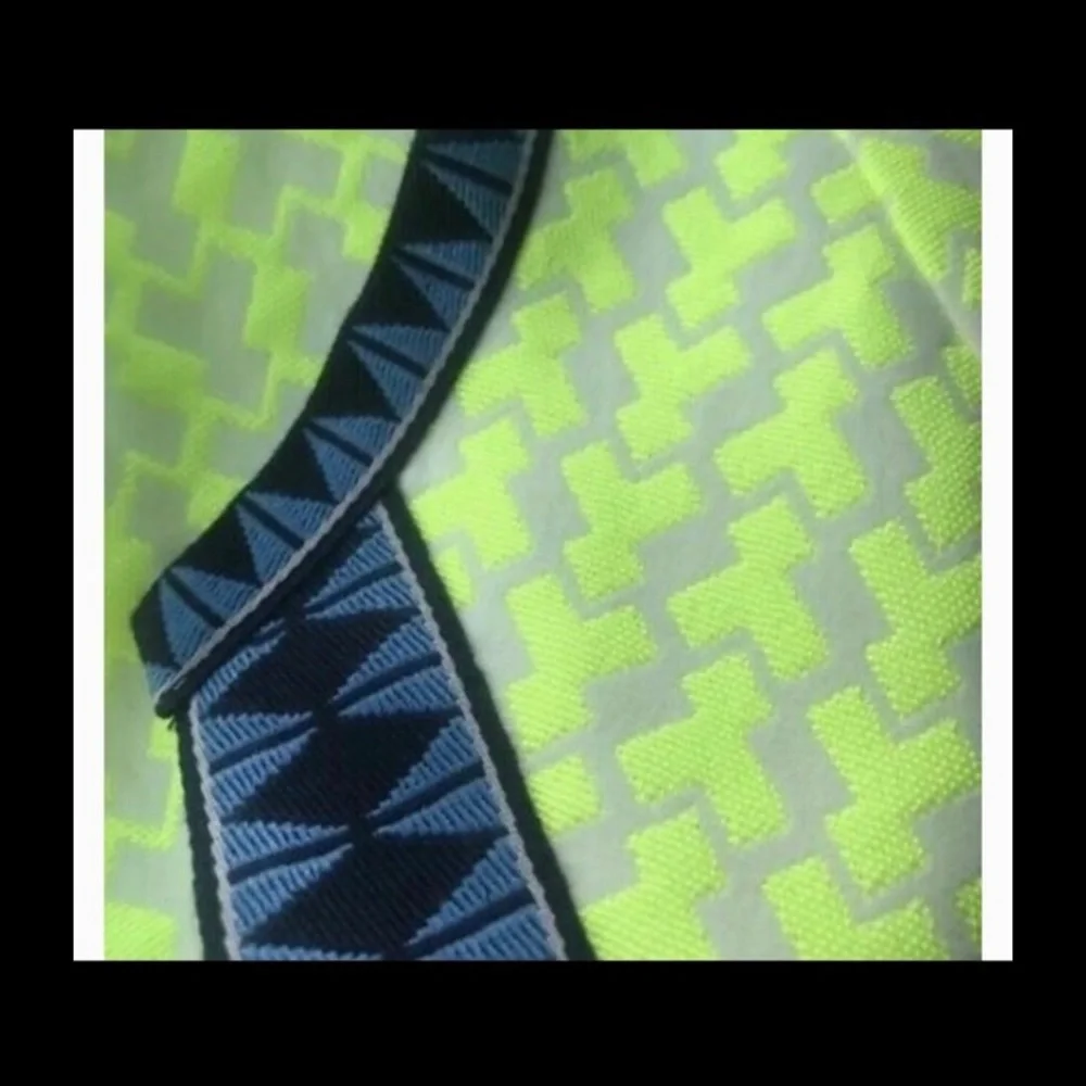 NEW J.Crew neon green/yellow with white, navy blue trim/new condition